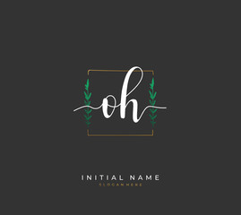 Handwritten letter O H OH for identity and logo. Vector logo template with handwriting and signature style.