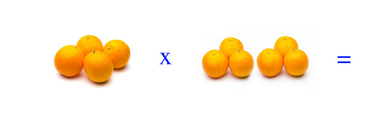 Sencillos problemas matemáticos de multiplicar con naranjas