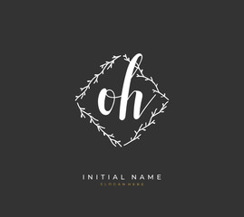 Handwritten letter O H OH for identity and logo. Vector logo template with handwriting and signature style.