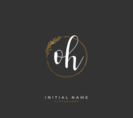 Handwritten letter O H OH for identity and logo. Vector logo template with handwriting and signature style.