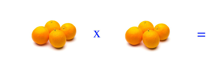 Sencillos problemas matemáticos de multiplicar con naranjas