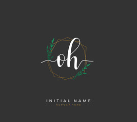 Handwritten letter O H OH for identity and logo. Vector logo template with handwriting and signature style.
