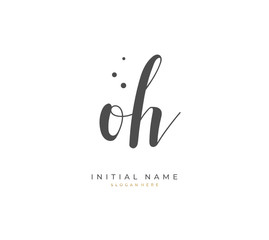 Handwritten letter O H OH for identity and logo. Vector logo template with handwriting and signature style.