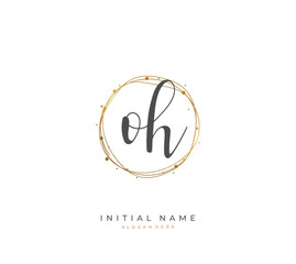 Handwritten letter O H OH for identity and logo. Vector logo template with handwriting and signature style.