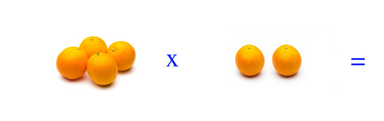 Sencillos problemas matemáticos de multiplicar con naranjas