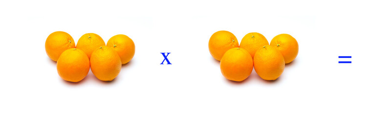Sencillos problemas matemáticos de multiplicar con naranjas