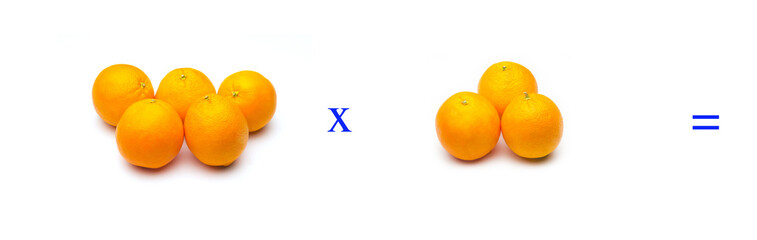 Sencillos problemas matemáticos de multiplicar con naranjas