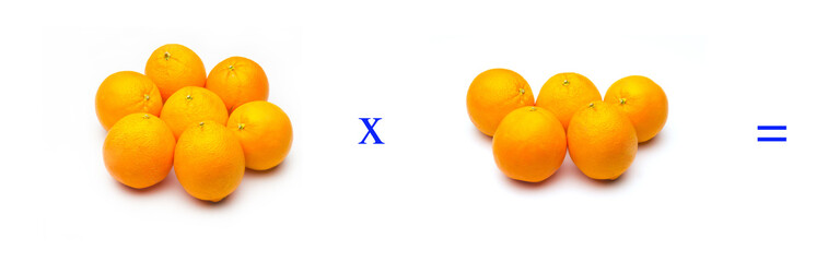 Sencillos problemas matemáticos de multiplicar con naranjas