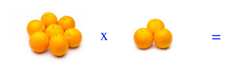 Sencillos problemas matemáticos de multiplicar con naranjas