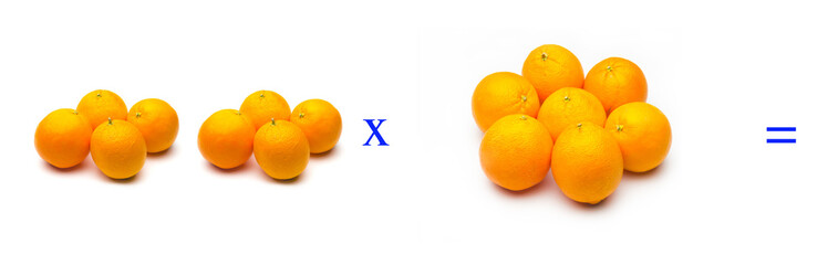 Sencillos problemas matemáticos de multiplicar con naranjas