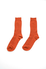orange brick socks on white background