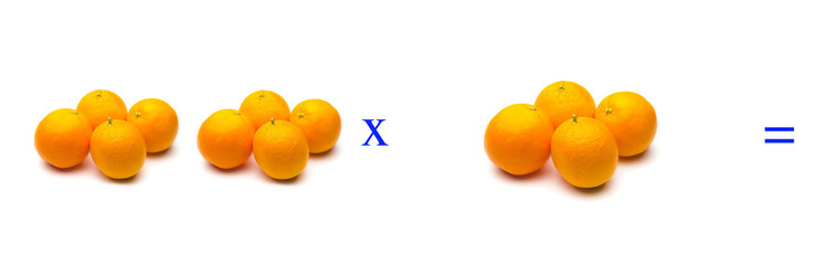 Sencillos problemas matemáticos de multiplicar con naranjas
