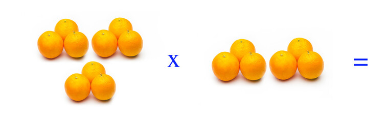 Sencillos problemas matemáticos de multiplicar con naranjas