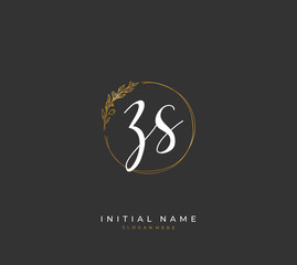 Handwritten letter Z S ZS for identity and logo. Vector logo template with handwriting and signature style.