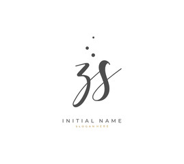 Handwritten letter Z S ZS for identity and logo. Vector logo template with handwriting and signature style.
