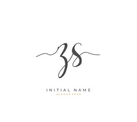 Handwritten letter Z S ZS for identity and logo. Vector logo template with handwriting and signature style.