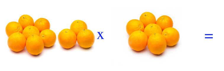 Sencillos problemas matemáticos de multiplicar con naranjas