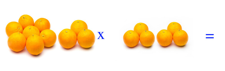 Sencillos problemas matemáticos de multiplicar con naranjas