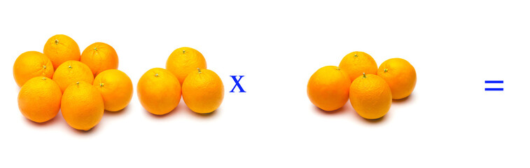 Sencillos problemas matemáticos de multiplicar con naranjas