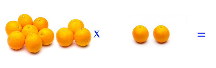 Sencillos problemas matemáticos de multiplicar con naranjas