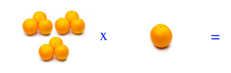 Sencillos problemas matemáticos de multiplicar con naranjas