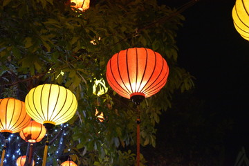 Colorful lanterns at night in Hoi An, Vietnam