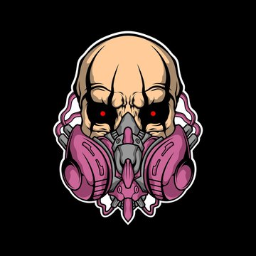 skull gas mask illustration