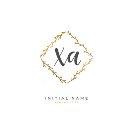 Handwritten letter X A XA for identity and logo. Vector logo template with handwriting and signature style.