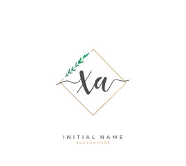 Handwritten letter X A XA for identity and logo. Vector logo template with handwriting and signature style.
