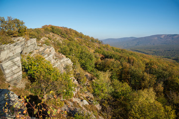 View from the rocks over the countryside in tha fall