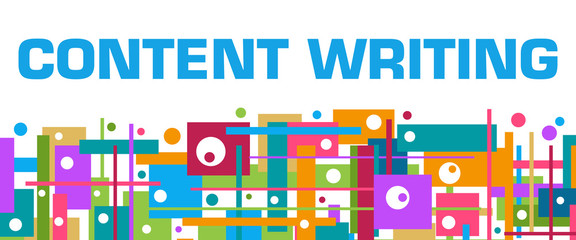 Content Writing Colorful Random Squares Bottom Background Text 