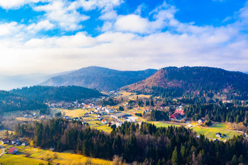 Beautiful town of Tršće, Gorski kotar, Croatia, panoramic view