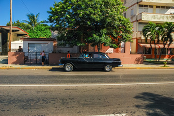 Street in Varadero is resort town in province of Matanzas, Cuba Varadero is resort areas in Caribbean. Summer sunny day. Via Blanca highway. Varadero is tourist resort city. Santa Marta.