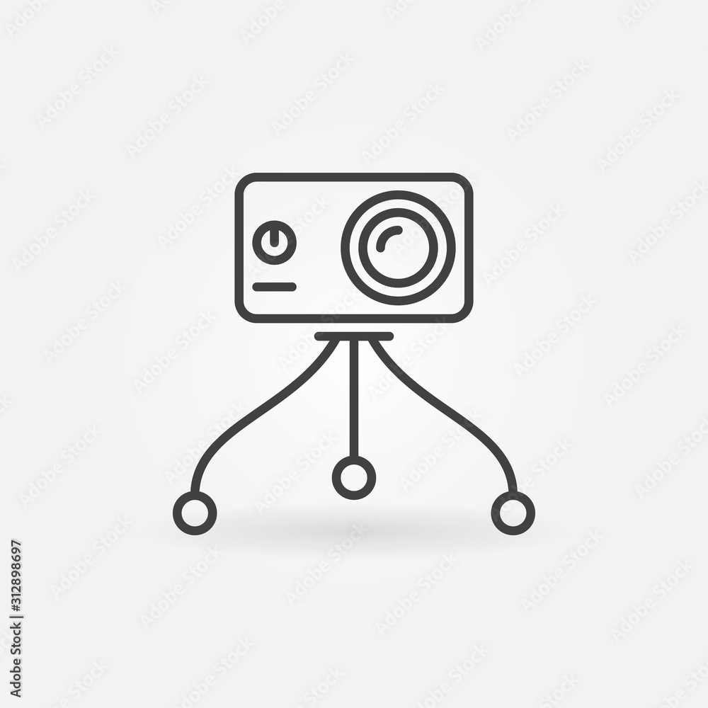 Aufkleber camera on tripod vector outline concept icon or design element