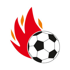 Soccer ball with flames. Soccer ball on fire.