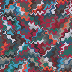 Abstract wavy colourful trendy wavy irregular curvy rounded retro distorted seamless repeat raster jpg pattern swatch