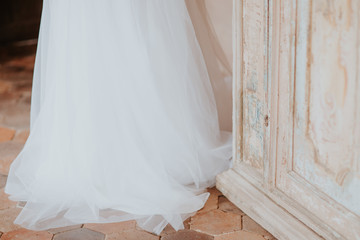 Fototapeta na wymiar Voilages de la robe de la mariée