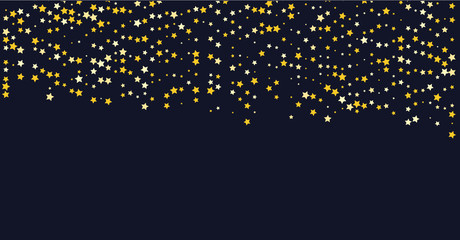 Magic stars on the night sky. Rain of golden stars