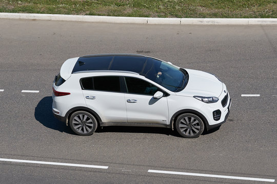 SARANSK, RUSSIA - MAY 18, 2019: Kia Sportage on city road.