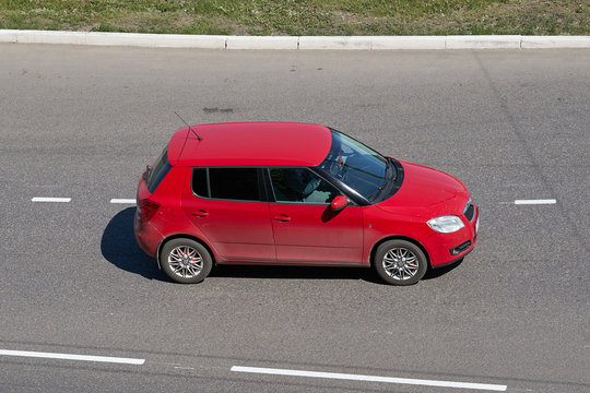 SARANSK, RUSSIA - MAY 18, 2019: Skoda Fabia on city road.
