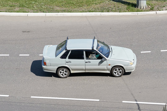 SARANSK, RUSSIA - MAY 17, 2019: Lada 2115 on city road.