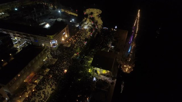 New Year celebration on the Tivat embankment.