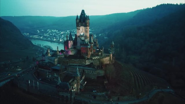 Aerial view of a european castle
