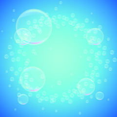 Fototapeta na wymiar Soap Bubbles on Blue Background . Isolated Vector Design