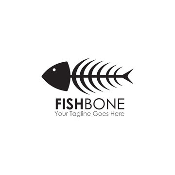 Restaurant logo design with using fish bone graphic icon template