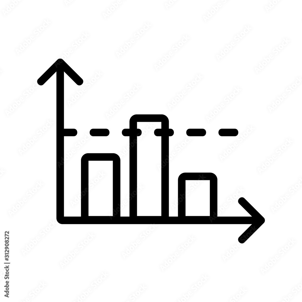 Aufkleber graph of the metrics icon vector. a thin line sign. isolated contour symbol illustration