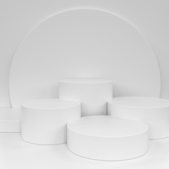Stage podium scene for showcase on white background, 3D render.
