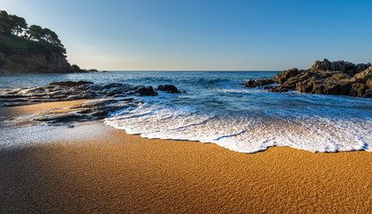 Spain, Costa Dorada coastline. Sunny tropical landscape.