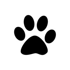 Paw print animal dog cat design element icon sign isolated on white. - obrazy, fototapety, plakaty