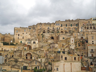 Fototapeta na wymiar A day of vacation in the ancient city of Matera in Italy